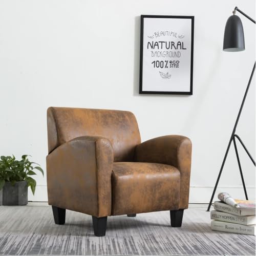 YUOTYRKTEJRSG Brauner Luxus Sessel Wildleder-Optik Relaxsessel ergonomisch Wohnzimmer Schlafzimmer Lesesessel Fernsehsessel modern 110kg Belastbarkeit komfortabel von YUOTYRKTEJRSG