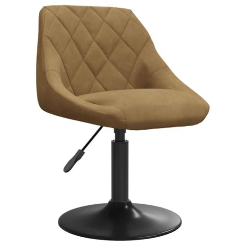 YUOTYRKTEJRSG Brown Velvet Swivel Dining Chair with Gas Lift Height Adjustable 360 Rotation Modern Office Desk Chair for Home Bar Restaurant von YUOTYRKTEJRSG