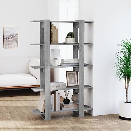 YUOTYRKTEJRSG Bücherregal/Raumteiler Grau Sonoma 100×30×160 cm Ordner Regal Lagerregal Kleiner Schrank Bookshelf für Wohnzimmer Schlafzimmer Balkon Küche von YUOTYRKTEJRSG