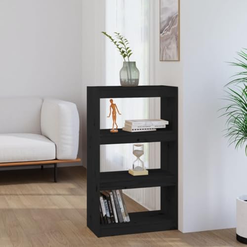 YUOTYRKTEJRSG Bücherregal/Raumteiler Schwarz 60x30x103,5 cm Massivholz Kiefer Aktenregal Bücherregal Kleiner Schrank Kleines Bücherregal für Schlafzimmer Balkon Wohnzimmer Buchhandlung von YUOTYRKTEJRSG