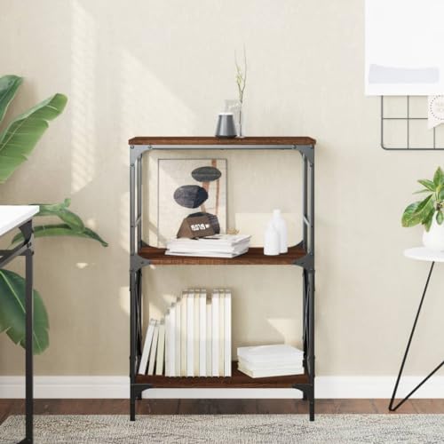 YUOTYRKTEJRSG Bücherregal 3 Böden Braun Eiche 59x35x90,5 cm Holzwerkstoff Kitchen Shelf Kleiner Schrank Klein Bad Schrank für Schlafzimmer Arbeitszimmer Buchhandlung Küche von YUOTYRKTEJRSG