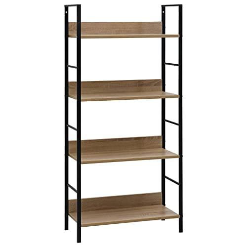 YUOTYRKTEJRSG Bücherregal 4 Regalböden Eiche 60×27,6×124,5 cm Holzwerkstoff Kleines Bücherregal Cd Regal Schrank Klein Bad Schrank für Küche Balkon Schlafzimmer Arbeitszimmer von YUOTYRKTEJRSG