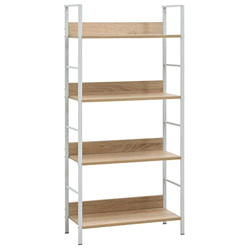 YUOTYRKTEJRSG Bücherregal 4 Regalböden Eiche 60×27,6×124,5 cm Holzwerkstoff Kleines Bücherregal Cd Regal Schrank Klein Bad Schrank für Küche Balkon Schlafzimmer Arbeitszimmer von YUOTYRKTEJRSG
