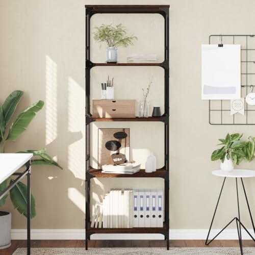 YUOTYRKTEJRSG Bücherregal 5 Böden Braun Eiche-Optik 59x35x171cm Holzwerkstoff Kitchen Shelf Kleiner Schrank Klein Bad Schrank für Schlafzimmer Arbeitszimmer Buchhandlung Küche von YUOTYRKTEJRSG
