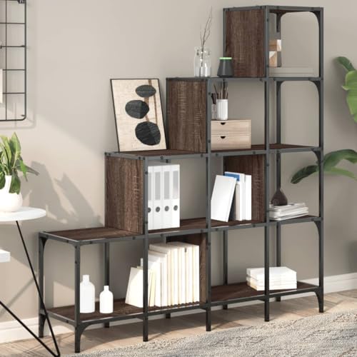 YUOTYRKTEJRSG Bücherregal Braun Eiche-Optik 122x30x132cm Holzwerkstoff Metall Storage Shelves Kleiner Schrank Bookshelf Aufbewahrungsschrank für Küche Schlafzimmer Balkon Buchhandlung YUOTYRKTEJRSG Bücherregal Braun Eiche-Optik 122x30x132cm Holzwerkstoff Metall Storage Shelves Kleiner Schrank Bookshelf Aufbewahrungsschrank für Küche Schlafzimmer Balkon Buchhandlung von YUOTYRKTEJRSG