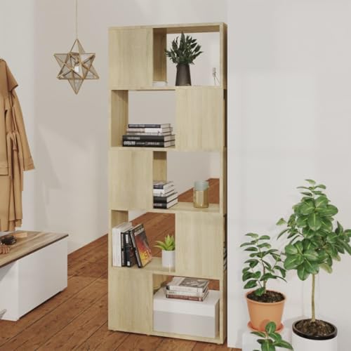 YUOTYRKTEJRSG Bücherregal Raumteiler Sonoma-Eiche 60x24x155 cm Kleines Bücherregal Bad Schrank Bücherschrank für Buchhandlung Schlafzimmer Küche Balkon von YUOTYRKTEJRSG