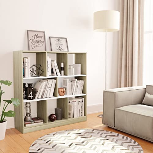 YUOTYRKTEJRSG Bücherregal Weiß und Sonoma-Eiche 97,5x29,5x100cm Holzwerkstoff Aktenregal Badregal Cd Regal Kleines Bücherregal für Arbeitszimmer Wohnzimmer Balkon Buchhandlung YUOTYRKTEJRSG Bücherregal Weiß und Sonoma-Eiche 97,5x29,5x100cm Holzwerkstoff Aktenregal Badregal Cd Regal Kleines Bücherregal für Arbeitszimmer Wohnzimmer Balkon Buchhandlung von YUOTYRKTEJRSG