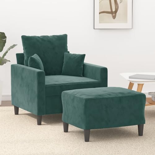 YUOTYRKTEJRSG Dark Green Velvet Accent Chair with Ottoman 60 cm Wide Reading Lounge Chair for Living Room Bedroom. Soft Fabric Upholstery. Sturdy Frame. Max Load 110 kg YUOTYRKTEJRSG Dark Green Velvet Accent Chair with Ottoman 60 cm Wide Reading Lounge Chair for Living Room Bedroom. Soft Fabric Upholstery. Sturdy Frame. Max Load 110 kg von YUOTYRKTEJRSG