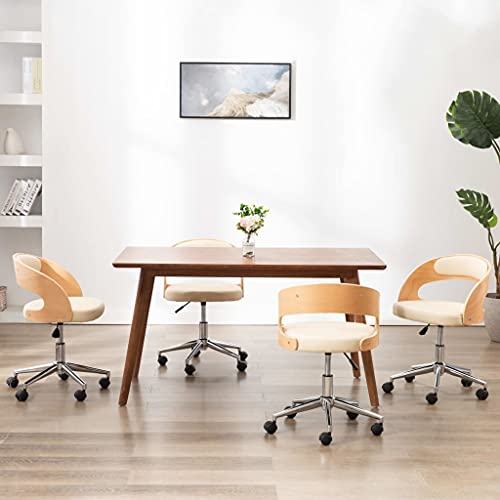 YUOTYRKTEJRSG Drehbare Esszimmerstühle 4er Set Creme Bugholz Kunstleder Drehstuhl Esszimmerstühle mit Rollen Ergonomisch Gepolstert Essbereich Wohnzimmer Büro YUOTYRKTEJRSG Drehbare Esszimmerstühle 4er Set Creme Bugholz Kunstleder Drehstuhl Esszimmerstühle mit Rollen Ergonomisch Gepolstert Essbereich Wohnzimmer Büro von YUOTYRKTEJRSG