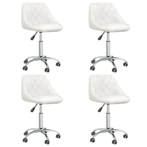 YUOTYRKTEJRSG Drehstuhl Esszimmerstühle 4er Set Weiß Drehbar mit Rollen Kunstleder Bürostuhl Schreibtischstuhl Höhenverstellbar Home Office Sitzmöbel Esszimmer von YUOTYRKTEJRSG