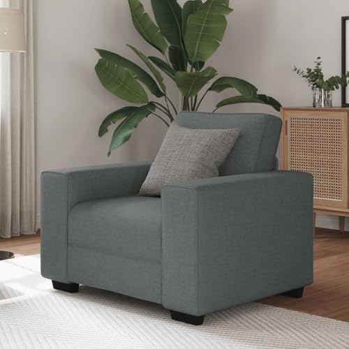 YUOTYRKTEJRSG Dunkelgrau Sessel 60 cm Stoff Lounge Chair with Wide Armrests. Comfortable Polyester Fabric. Perfect for Living Room and Office. Modern Accent Chair for Relaxing Reading TV Watching von YUOTYRKTEJRSG