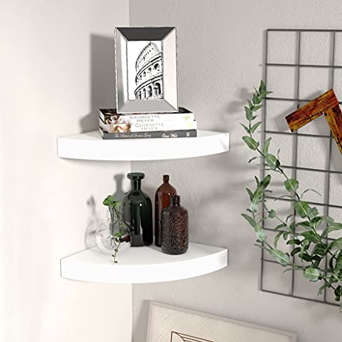 YUOTYRKTEJRSG Eck-Schweberegale 2 STK. Weiß 25x25x3,8 cm MDF Kleines Bücherregal Regal Wand Wall Shelf Regalboden für Küche Arbeitszimmer Wohnzimmer Schlafzimmer von YUOTYRKTEJRSG