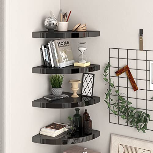 YUOTYRKTEJRSG Eck-Schweberegale 4 STK. Hochglanz-Schwarz 35x35x3,8 cm MDF Kleines Bücherregal Regal Wand Wall Shelf Regalboden für Küche Arbeitszimmer Wohnzimmer Schlafzimmer YUOTYRKTEJRSG Eck-Schweberegale 4 STK. Hochglanz-Schwarz 35x35x3,8 cm MDF Kleines Bücherregal Regal Wand Wall Shelf Regalboden für Küche Arbeitszimmer Wohnzimmer Schlafzimmer von YUOTYRKTEJRSG