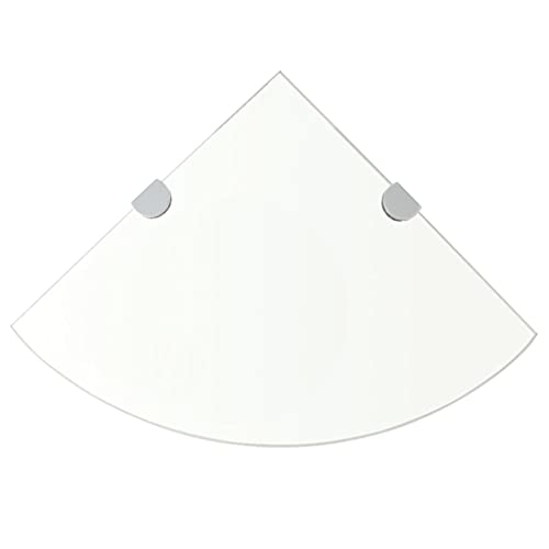YUOTYRKTEJRSG Eckregale 2 STK. mit Verchromten Halterungen Glas Transparent Kleines Bücherregal Regal Wand Wandboard Regalbretter für Badezimmer Arbeitszimmer Wohnzimmer Schlafzimmer von YUOTYRKTEJRSG