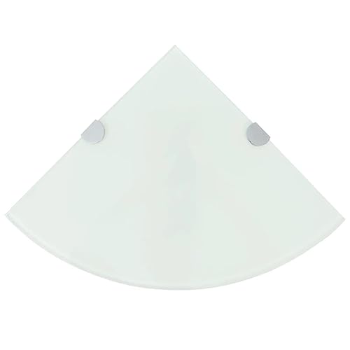 YUOTYRKTEJRSG Eckregale 2 STK. mit Verchromten Halterungen Glas Weiß 25x25 cm Kleines Bücherregal Regal Wand Wandboard Regalbretter für Badezimmer Arbeitszimmer Wohnzimmer Schlafzimmer von YUOTYRKTEJRSG