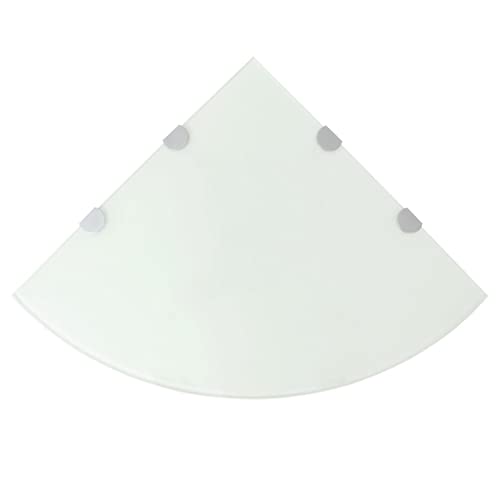 YUOTYRKTEJRSG Eckregale 2 STK. mit verchromten Halterungen Glas Weiß 45x45cm Kleines Bücherregal Regal Wand Wandboard Regalbretter für Badezimmer Arbeitszimmer Wohnzimmer Schlafzimmer von YUOTYRKTEJRSG