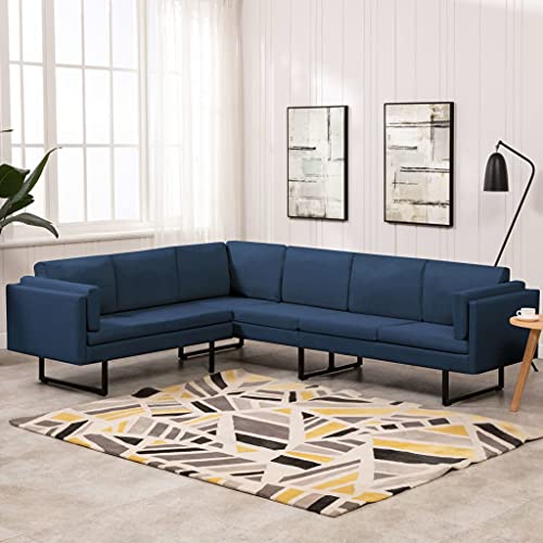 YUOTYRKTEJRSG Ecksofa Blau Stoff Eckcouch Wohnzimmer Sitzgruppe mit hohem Komfort. langlebigem Polyesterstoff. Blauer Farbe. perfekt für Wohnzimmer und Büro. einfach zu montieren von YUOTYRKTEJRSG