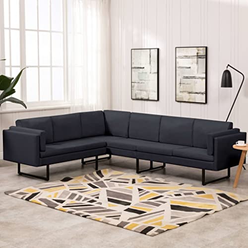 YUOTYRKTEJRSG Ecksofa Dunkelgrau Stoff Eckcouch Wohnzimmer Sofa mit hoher Rückenlehne. bequemem Sitzkomfort und langlebigem Polyesterstoff für Wohnbereich und Büro von YUOTYRKTEJRSG