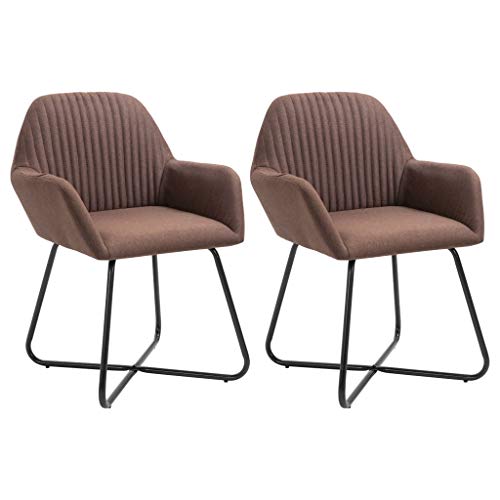 YUOTYRKTEJRSG Esszimmerstühle 2 STK Braun Stoff Modern Dining Chairs with Armrests Ergonomic Design Comfortable Living Room Chairs Sturdy Steel Legs Home Furniture Set von YUOTYRKTEJRSG