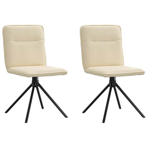 YUOTYRKTEJRSG Esszimmerstühle 2 STK Creme Stoff Drehstühle mit 360 Grad Drehfunktion Ergonomische Esszimmerstühle mit Schaumstoffpolsterung für Esszimmer Wohnzimmer Homeoffice von YUOTYRKTEJRSG