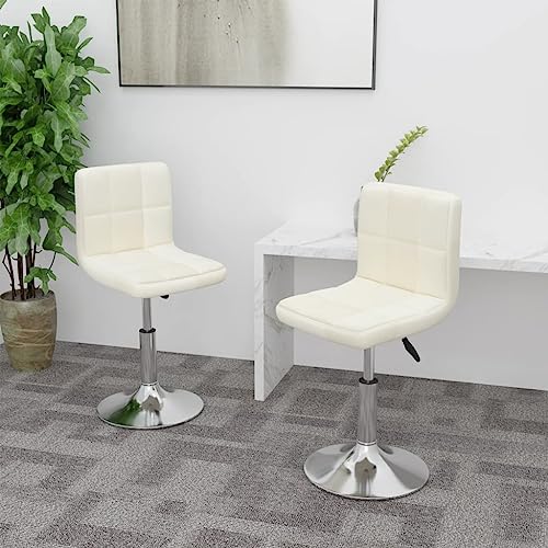 YUOTYRKTEJRSG Esszimmerstühle 2 STK Drehbar Creme Stoff Drehstühle Höhenverstellbar mit Gasdruckfeder 360 Grad Drehfunktion für Esszimmer Büro Home Office Modernes Design Bequem Robust von YUOTYRKTEJRSG