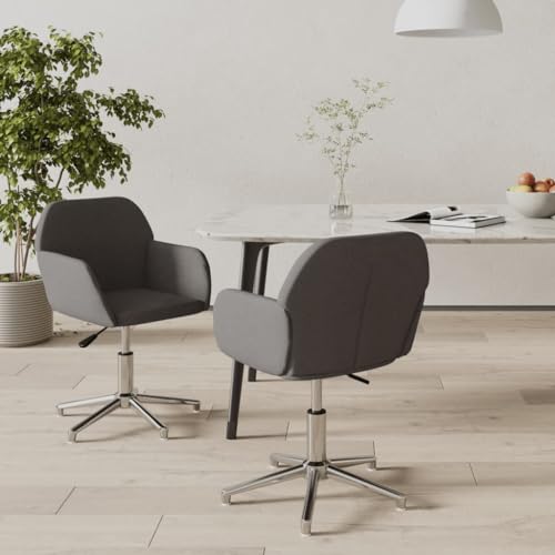 YUOTYRKTEJRSG Esszimmerstühle 2 STK Drehbar Dunkelgrau Stoff Drehstuhl Esszimmerstuhl mit Armlehnen 360 Grad Drehfunktion Ergonomisch Bequem Esszimmer Drehsessel Wohnzimmer Büro von YUOTYRKTEJRSG