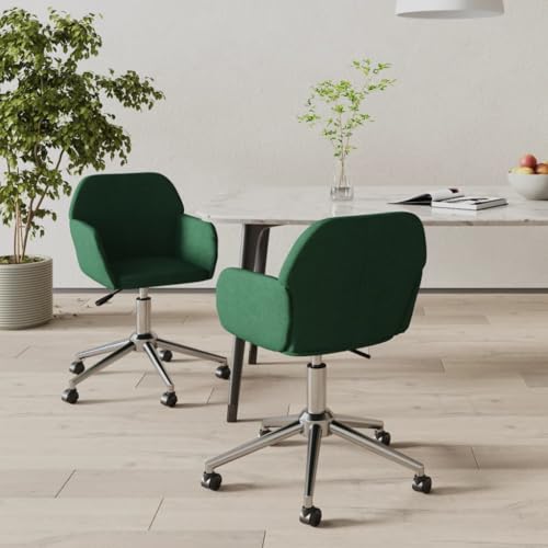 YUOTYRKTEJRSG Esszimmerstühle 2 STK Drehbar Dunkelgrün Stoff Drehstühle Esszimmer Drehsessel mit Armlehnen 360 Grad Drehfunktion Ergonomisch Bequem für Wohnzimmer Essbereich Home Office von YUOTYRKTEJRSG