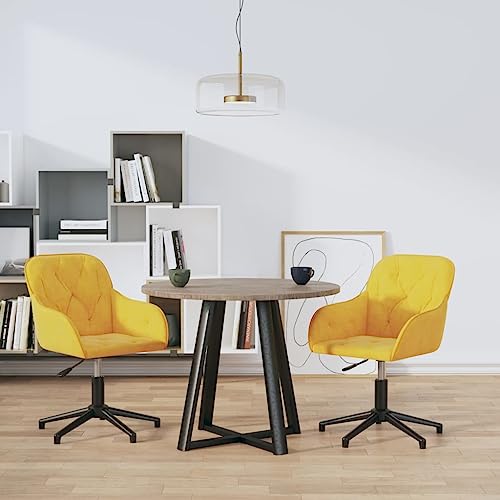 YUOTYRKTEJRSG Esszimmerstühle 2 STK Drehbar Gelb Samt Drehstühle Esszimmer Drehsessel mit 360 Grad Drehfunktion Höhenverstellbar Weiche Velours Polsterung für Wohnzimmer Essbereich Home Office von YUOTYRKTEJRSG