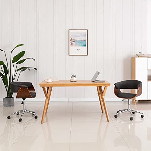 YUOTYRKTEJRSG Esszimmerstühle 2 STK Drehbar Grau Stoff Drehstuhl Bürostuhl Esszimmerstühle Höhenverstellbar mit Rollen Modernes Design für Wohnzimmer Büro von YUOTYRKTEJRSG