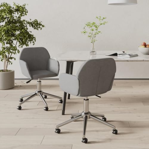YUOTYRKTEJRSG Esszimmerstühle 2 STK Drehbar Hellgrau Stoff Drehstühle mit Armlehnen 360 Grad Drehfunktion Ergonomische Esszimmerstühle für Küche Essbereich Wohnzimmer Büro von YUOTYRKTEJRSG