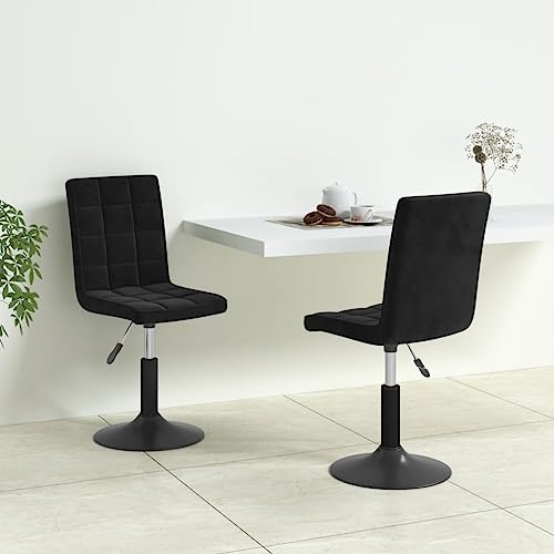 YUOTYRKTEJRSG Esszimmerstühle 2 STK Drehbar Schwarz Samt 360 Grad Drehstuhl Höhenverstellbar Esszimmer Drehstühle mit Gasdruckfeder Moderner Bürostuhl für Wohnzimmer Essbereich Home Office von YUOTYRKTEJRSG