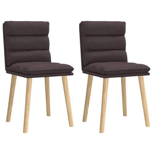 YUOTYRKTEJRSG Esszimmerstühle 2 STK Dunkelbraun Stoff Dining Chairs Ergonomic Design Comfortable Polyester Fabric Solid Rubber Wood Frame Living Room Kitchen Furniture von YUOTYRKTEJRSG