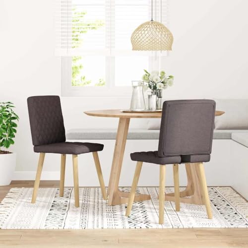 YUOTYRKTEJRSG Esszimmerstühle 2 STK Dunkelbraun Stoff Dining Chairs Set Comfortable Polyester Upholstery with Foam Padding Sturdy Wood Metal Frame for Living Room Guest Room von YUOTYRKTEJRSG
