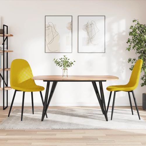 YUOTYRKTEJRSG Esszimmerstühle 2 STK Senfgelb Samt Velvet Dining Chairs with Soft Padding, Modern Kitchen Chairs with Powder Coated Metal Legs for Dining Room, Living Room, 110kg Weight Capacity von YUOTYRKTEJRSG