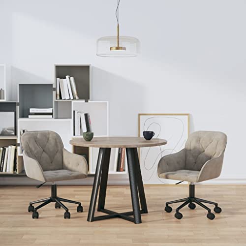 YUOTYRKTEJRSG Esszimmerstühle 2 STK. Drehbar Hellgrau Samt, 360 Drehstühle mit Rollen, Höhenverstellbare Bürostühle, Esszimmer Drehstühle für Home Office, Lesen, Entspannen von YUOTYRKTEJRSG