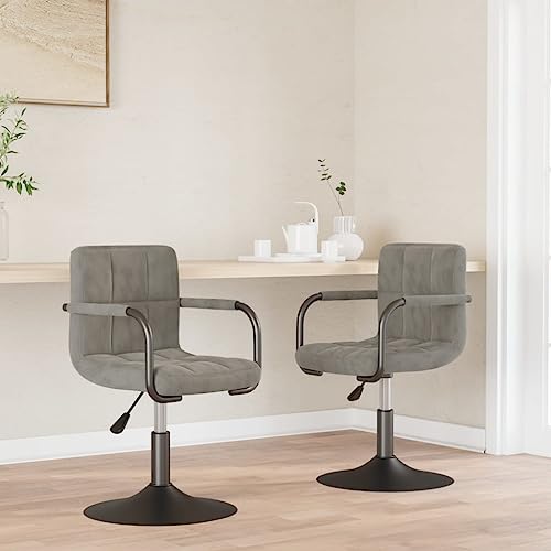 YUOTYRKTEJRSG Esszimmerstühle 2 STK. Drehbar Hellgrau Samt, Drehstühle mit Armlehnen, Höhenverstellbare Barhocker, 360 Grad Drehfunktion, Weicher Samtbezug, Perfekt für Essbereich und Home Bar YUOTYRKTEJRSG Esszimmerstühle 2 STK. Drehbar Hellgrau Samt, Drehstühle mit Armlehnen, Höhenverstellbare Barhocker, 360 Grad Drehfunktion, Weicher Samtbezug, Perfekt für Essbereich und Home Bar von YUOTYRKTEJRSG