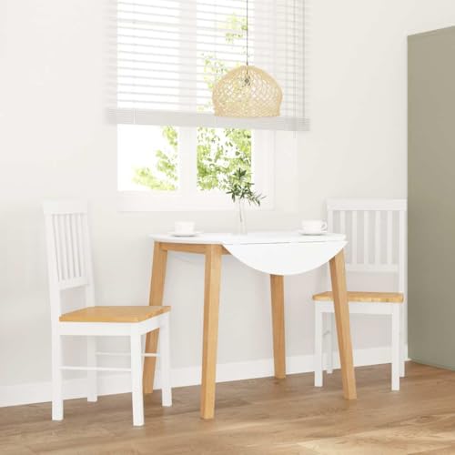 YUOTYRKTEJRSG Esszimmerstühle 2 STK. Weiß Massivholz Gummibaum Ergonomische Stühle mit Rückenlehne für Esszimmer Wohnzimmer Küche Stühle Set mit Holzfüßen Robust Stabil Bequem von YUOTYRKTEJRSG