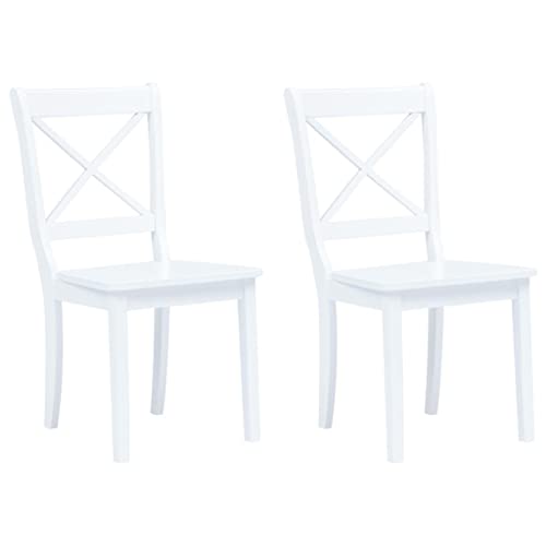 YUOTYRKTEJRSG Esszimmerstühle 2 STK. Weiß Massivholz Gummibaum Esszimmerstühle Set Poliert Lackiert Ergonomisch Küchenstühle Essbereich Möbel von YUOTYRKTEJRSG
