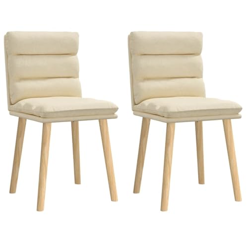 YUOTYRKTEJRSG Esszimmerstühle 2er Set Creme Stoff Polsterstühle Massivholz Gummibaum Ergonomische Esszimmerstühle mit Schaumstofffüllung für Esszimmer Wohnzimmer Küche von YUOTYRKTEJRSG