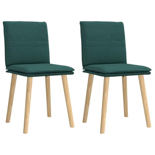 YUOTYRKTEJRSG Esszimmerstühle 2er Set Dunkelgrün Stoffbezug Massivholz Gummibaum Ergonomische Esszimmerstühle mit Schaumstoffpolsterung für Essbereich Wohnzimmer Küche von YUOTYRKTEJRSG