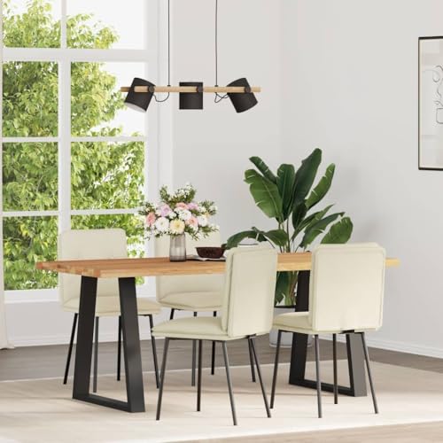 YUOTYRKTEJRSG Esszimmerstühle 4 STK Creme Samt Velvet Dining Chairs with Soft Cushion, Modern Kitchen Chairs for Dining Room Living Room, Sturdy Metal Frame, Comfortable Seating, Easy Assembly von YUOTYRKTEJRSG