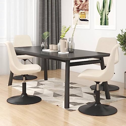 YUOTYRKTEJRSG Esszimmerstühle 4 STK Drehbar Creme Samt Drehstühle Esszimmer Drehsessel Wohnzimmerstühle Höhenverstellbar mit Gasfeder Luxus Samtstoff Metallgestell Bequem von YUOTYRKTEJRSG