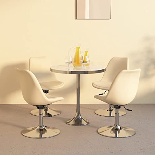 YUOTYRKTEJRSG Esszimmerstühle 4 STK Drehbar Creme Stoff Drehstühle Esszimmer Drehsessel mit Gasdruckfeder Höhenverstellbar Weich Bezug Chrom Metallgestell für Wohnzimmer Essbereich von YUOTYRKTEJRSG