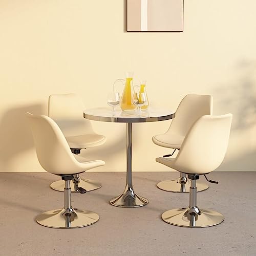 YUOTYRKTEJRSG Esszimmerstühle 4 STK Drehbar Creme Stoff Drehstühle Esszimmer Drehsessel mit Gasdruckfeder Höhenverstellbar Weich Bezug Chrom Metallgestell für Wohnzimmer Essbereich von YUOTYRKTEJRSG