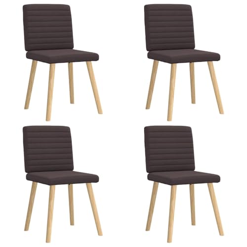 YUOTYRKTEJRSG Esszimmerstühle 4 STK Dunkelbraun Stoff Dining Chairs Set Comfortable Soft Polyester Upholstered with Foam Padding for Living Room Kitchen von YUOTYRKTEJRSG