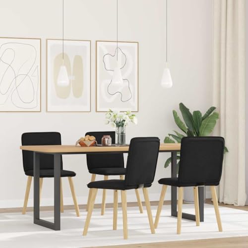 YUOTYRKTEJRSG Esszimmerstühle 4 STK Schwarz Stoff Dining Chairs Set with Comfortable Cushion, Modern Design for Living Room Kitchen Dining Area, Durable Metal Wood Frame von YUOTYRKTEJRSG