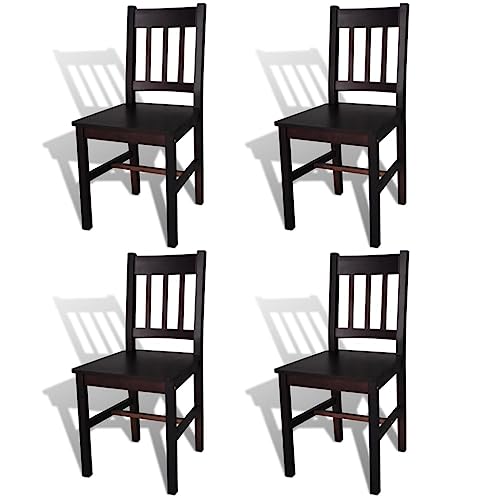 YUOTYRKTEJRSG Esszimmerstühle 4 STK. Dunkelbraun Kiefernholz Esszimmerstühle Set Massivholz Küchenstühle Ergonomische Stühle Esszimmer Möbel Wohnzimmer Stühle von YUOTYRKTEJRSG