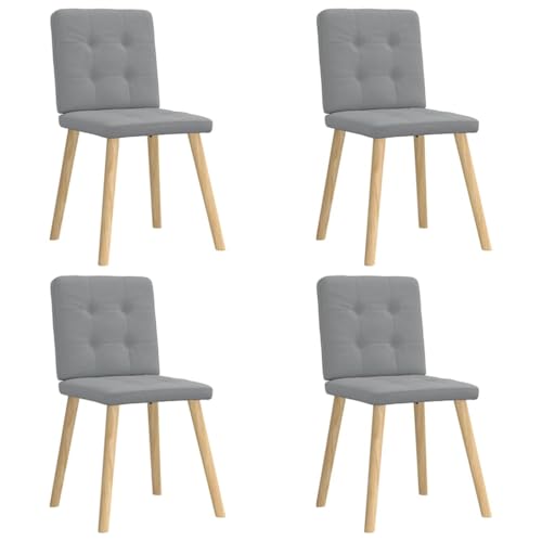 YUOTYRKTEJRSG Esszimmerstühle 4 STK. Hellgrau Stoff Dining Chairs with Soft Polyester Upholstery, Comfortable Foam Padding, Sturdy Metal Frame for Living Room Kitchen Use von YUOTYRKTEJRSG