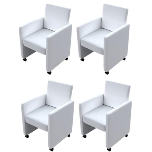 YUOTYRKTEJRSG Esszimmerstühle 4 STK. Weiß Kunstleder Armlehnstühle mit Rollen, Ergonomische Esszimmerstühle Set Modern für Wohnzimmer Esszimmer Küche, Maximal 110 kg Belastbarkeit Weich Gepolstert YUOTYRKTEJRSG Esszimmerstühle 4 STK. Weiß Kunstleder Armlehnstühle mit Rollen, Ergonomische Esszimmerstühle Set Modern für Wohnzimmer Esszimmer Küche, Maximal 110 kg Belastbarkeit Weich Gepolstert von YUOTYRKTEJRSG