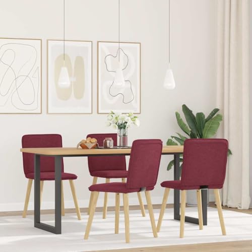 YUOTYRKTEJRSG Esszimmerstühle 4 Stück Weinrot Stoff Dining Chairs Set with Comfortable Cushion, Modern Design for Living Room Kitchen Dining Area, Durable Metal Wood Frame YUOTYRKTEJRSG Esszimmerstühle 4 Stück Weinrot Stoff Dining Chairs Set with Comfortable Cushion, Modern Design for Living Room Kitchen Dining Area, Durable Metal Wood Frame von YUOTYRKTEJRSG